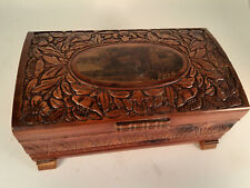 Vintage Beautifully Carved Cedar Trinket/Jewelry Box, Very Nice Conditio picture