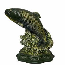 Vintage Cast Iron Fish Doorstop 8.5 tall Trout Fathers Day Gift Heavy Unique picture