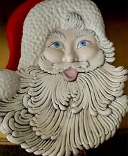 Vintage Atlantic Mold Christmas Santa Claus Ceramic Platter Wall Hanging A407 picture