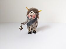 Artist made miniature felt ram with metal bell picture