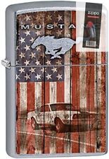 Zippo 64706 Ford Mustang and American Flag Lighter + FLINT PACK picture