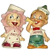 Vintage Kitschy Salty & Peppy Freckle Face Kids Salt & Pepper Shakers Japan picture