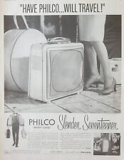 1958 Philco Slender Seventeener Brief Case Telelvision TV Vintage Print Ad NICE picture