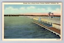 Tuscaloosa AL-Alabama, Wheeler Dam At Muscle Shoals, Antique, Vintage Postcard picture