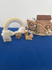 Vintage Homco Noahs Ark Ceramic Set ark, Rainbow, Lion, Hippo, Elephant Noah picture