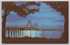 The Mackinac Bridge Mackinaw City And St. Ignace Michigan Vintage Postcard picture
