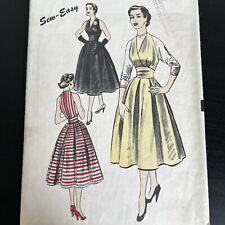 Vintage 1950s Advance 6320 Full Skirt V-Neck Party Dress Sewing Pattern 14 USED picture