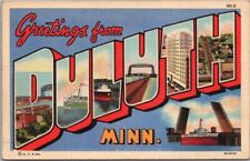 DULUTH, Minnesota Large Letter Postcard Bridge View CURTEICH Linen / 1938 Unused picture