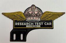 1930s Standard Oil Research Test Car Metal License Plate Topper Gas Ad Sign picture