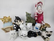 Vintage Mixed Cat Kitten Cat Figurines Lot Of 13 Craft Decor Trinkets Pre-owned picture