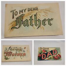 To Dear Mother To My Dear Father Dad Postcard Embossed Post Card Antique 1900s picture