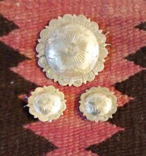 Vintage Sterling Silver Engraved Concho Barrettes By Vogt Silversmiths Mexico  picture