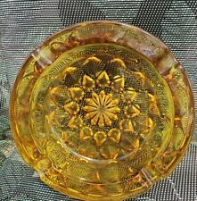 Vintage Amber Gold 6 1/4” Ash Tray  Round, Heavy Glass ,Table-Type picture