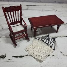 Dollhouse Wooden Furniture Miniature Rocking Chair Table and Hammock  picture