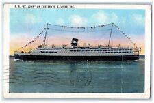 1936 SS St John Eastern SS Lines Inc Cruise Ship Steam Vintage Antique Postcard picture