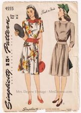 Vintage Sewing Pattern 1940s Ladies' Dress Simplicity 4555 32