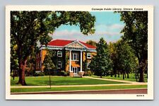 Ottawa KS-Kansas, Carnegie Public Library, Antique, Vintage Souvenir Postcard picture