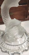 1920s-'30s Baccarat France Dauphin Dolphin Crystal Hurricane Lamp 23