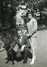 Y212 Vtg Photo WELL DRESSED COUPLE WITH DOG c 1951 picture