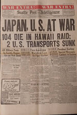 Pearl Harbor Japan, U.S. At War - Dec 8 1941 Newspaper picture