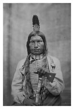 CHIEF LOW DOG NATIVE AMERICAN WARRIOR HOLDING HATCHET 4X6 PHOTO picture