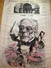 1868 POST CIVIL WAR NEWSPAPER ~ L’ECLIPSE ~ FRENCH CARICATURE ARTIST ANDRE GILL picture