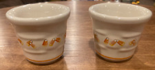 Longaberger Pottery CANDY CORN VOTIVES Set of 2 - excellent preowned condition picture