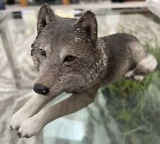 VTG 94’ Sandicast SANDRA BRUE Laying Wolf Figurine Large & Heavy 4.5 LBS #300 picture