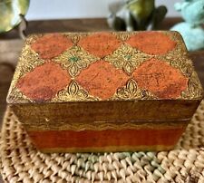 Florentia Italy Gold Gilt Wood Card Box Vintage picture