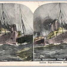 c1910s WWI Indian Expeditionary Force IEF Stereoview Steamship Military Army V34 picture