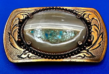 Gorgeous Cavansite?  LARGE Oval Cab stone on western Belt Buckle picture
