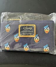 Loungefly Disney Donald Duck Embroidered Blue Canvas Flap Wallet NEW picture