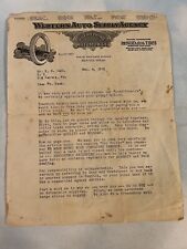 Western Auto Supply Agency VTG 1921 Business Sales Letterhead Letter Automobile  picture