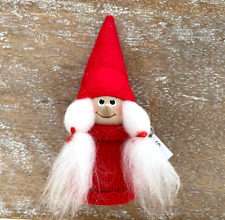 NORDIC GIFTS Estonia Wooden RED Girl Christmas Carol GNOME 6.5
