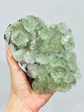 Green Fluorite Crystals with Rare Purple Saturation, Calcite, and lustrous Quar picture