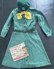 Vintage 1948-55 Girl Scout INTERMEDIATE UNIFORM DRESS-HAT-TIE-BELT-1955 CALENDAR picture
