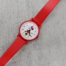 Disney Lorus Watch Minnie Mouse Vintage Red Band 25MM Analog Quartz NEW BATTERY picture