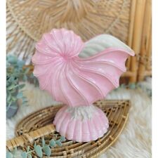 Vintage Art Deco Large Ceramic Pink Nautilus Shell Seashell Vase Planter picture
