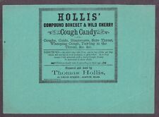 Broadside for Thomas Hollis Cough Candy Sticks Boston MA circa 1850's picture