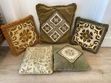 Mid Century Pillow Pleated Velvet LOT OF 5  Square Rectangle Floral Victorian picture