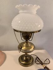 Vintage Brass Hurricane Lamp With Milk Glass Shade  picture