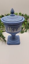 Vintage Avon Blue Grecian Pedestal Container with Lid Wedgwood picture