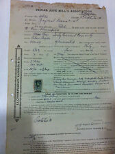RARE JUTE CONTRACT BOND CALCUTTA SINGLE LINE CANCELLATION WITH 3 ANNA STAMP 1931 picture
