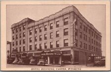 CASPER, Wyoming Postcard HOTEL HENNING Building / Street Scene c1940s Unused picture