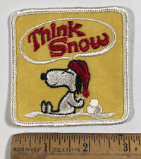 Vintage Snoopy Think Snow Embroidered Patch Peanuts Gang Skiing Snowmobile picture