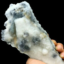 377g Natural Blue Fluorite & White Quartz Crystal Cluster - Crystals both sides picture
