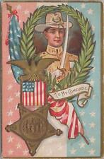 Postcard Military Patriotic Postcard US Soldier To My Comrade American Flag picture