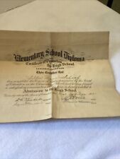 Vintage Antique 1920 Elementary School Diploma Lincoln Illinois picture