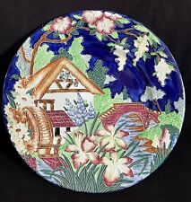 Maling Majolica Water Wheel Mill Plate England 6313 EXC picture