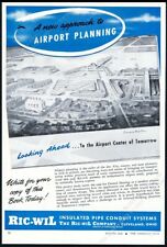 1945 future airport construction Hugh Ferriss art Ric-Wil pipe trade print ad picture